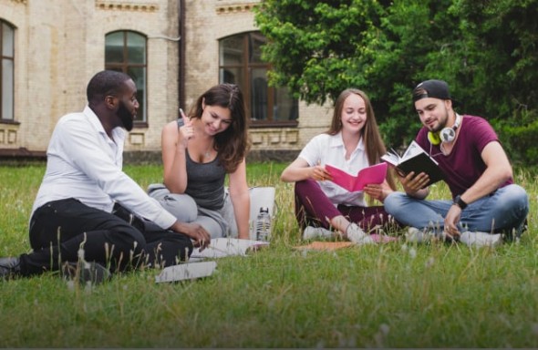 Students studying outdoors